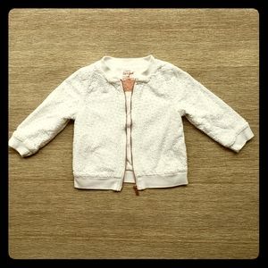 White Eyelet Bomber Jacket w/Rose Gold Zipper